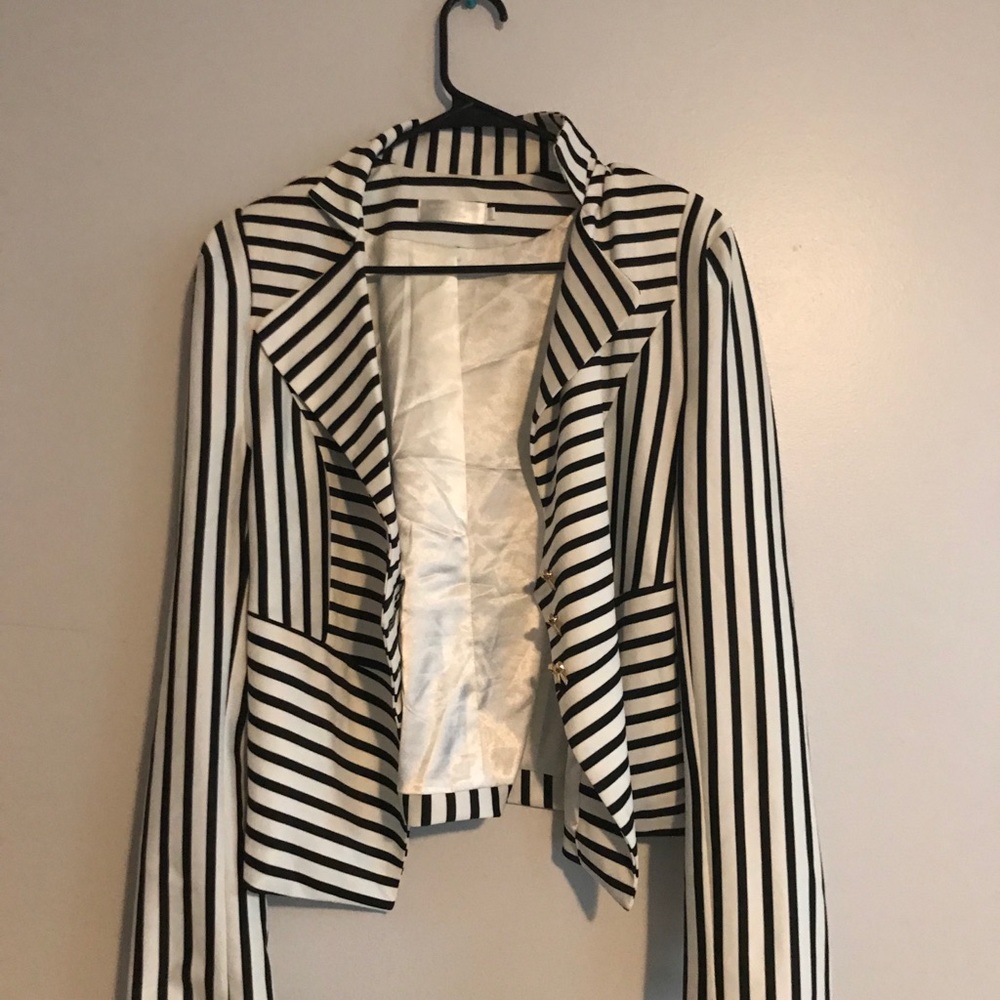 Black and white striped blazer! Size small!
